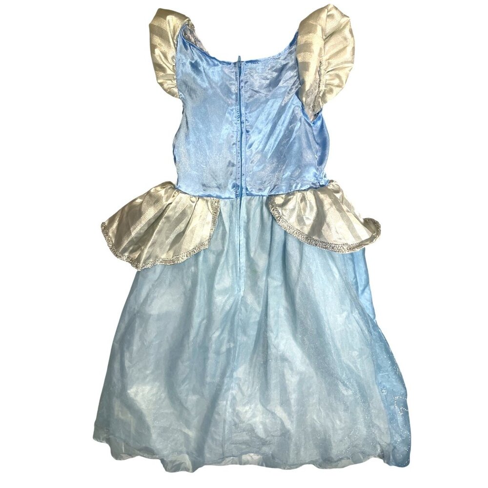 Cinderella Halloween Costume Dress With Glitter Castle Design For Girls - Picture 10 of 12